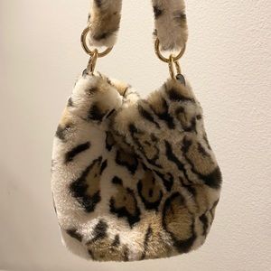Topshop Leopard Fuzzy Handbag